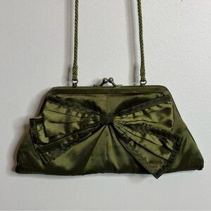 Elegant Olive Green Clutch Bag with Two Straps